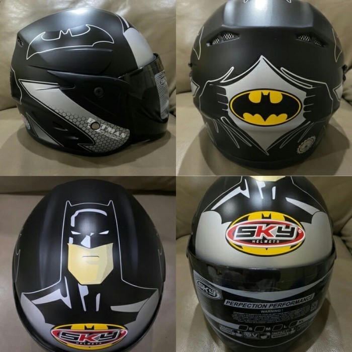 HELM ANAK SNI MOTIF TERMURAH SKY USIA 3-7 TH BATMAN HITAM DOFF