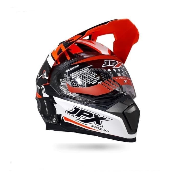 HELM SUPERMOTO JPX SERI DUKE X606 RAPTOR FLUORESCENT RED GLOSS