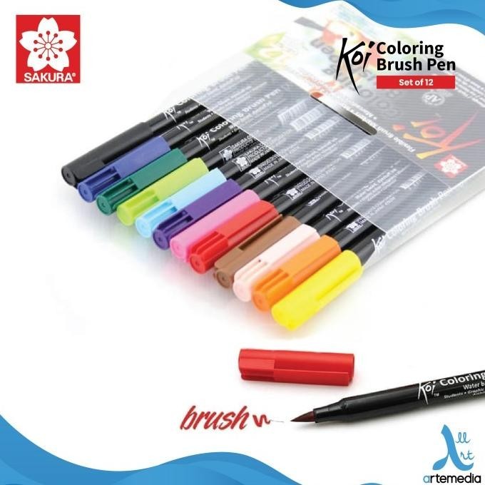 

Brush Pen Sakura Koi Coloring Brush Pen Set 12 Pena Kuas Warna