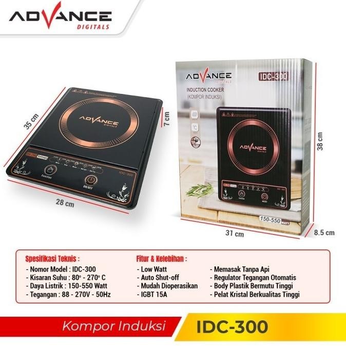 Advance Idc300 Kompor Listrik Induksi Portable Low Watt 550W Tokobelle1