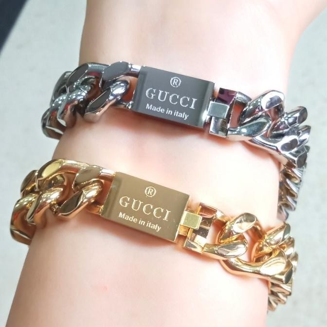 New Gelang Rantai Titanium Gelang Pria/Wanita Model Guccii Limited Edition