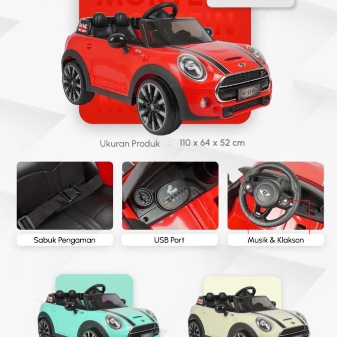 (Khusus Sicepat) Mobilan Aki Anak Mini Cooper Pmb 7188 M7188 M-7188