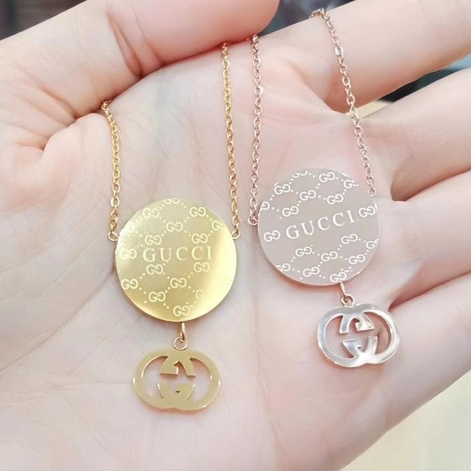 New Kalung Titanium Steel Kalung Wanita Liontin Logo Gucci Stok Terbatas
