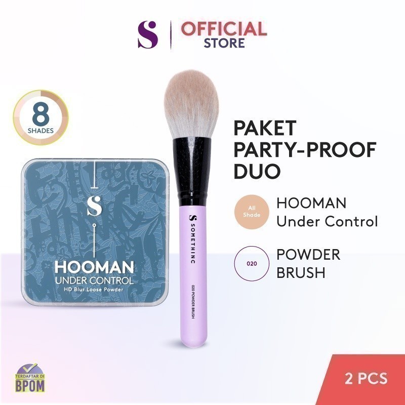 SOMETHINC [2 PCS] Paket Party-Proof Duo (Hooman Loose Powder + Powder Brush)