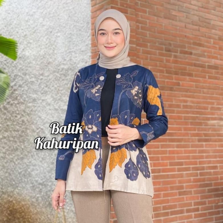 Outer Batik Baju Batik Wanita Modern Atasan Batik Wanita Lengan Panjang