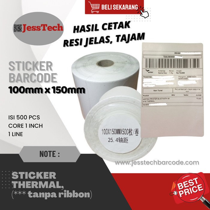 

Label Stiker Resi 100X150Mm 10X15Cm 100 X 150 Sticker A6 Isi 500