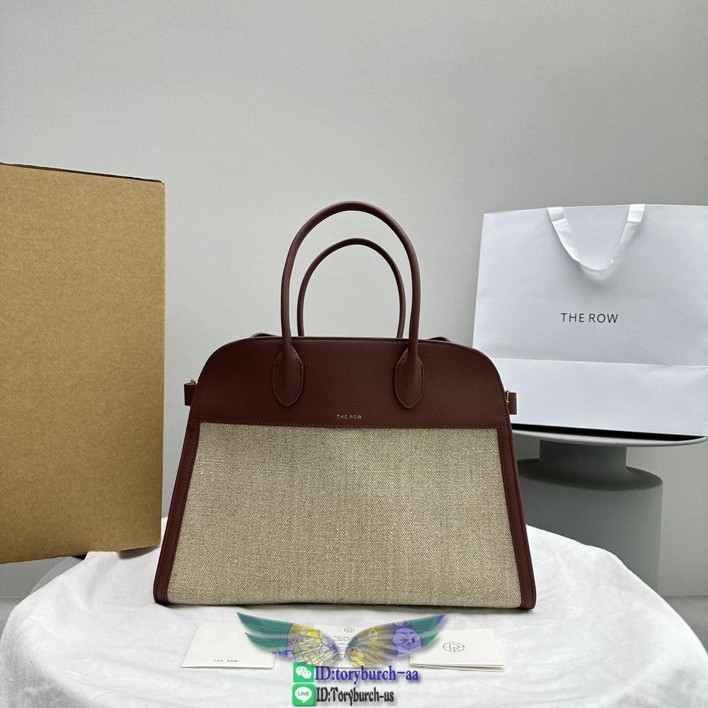 The Row margaux 15 canvas shopper tote weekender travel carryall handbag in smixed material