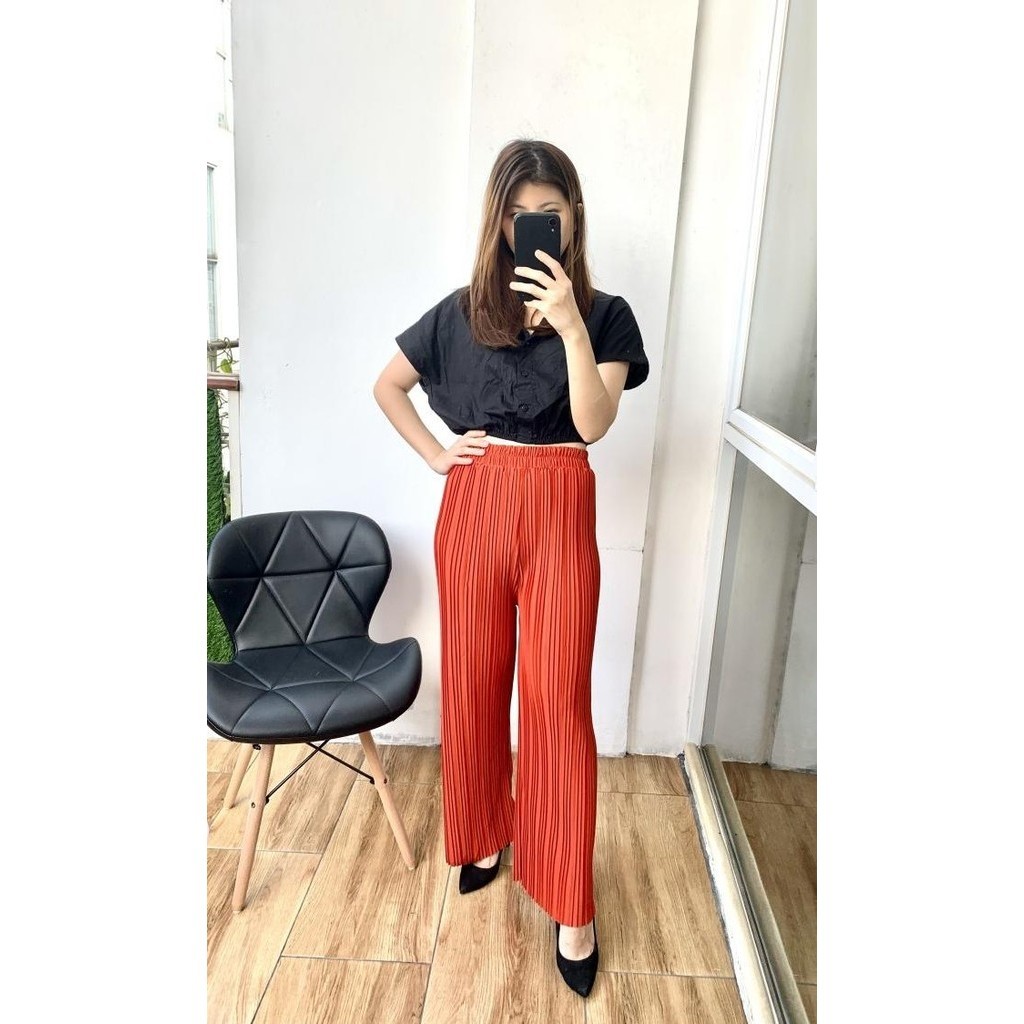 Celana Pensil Plisket BB / Pleats Pants Wanita Jumbo Premium 015 (1/2)