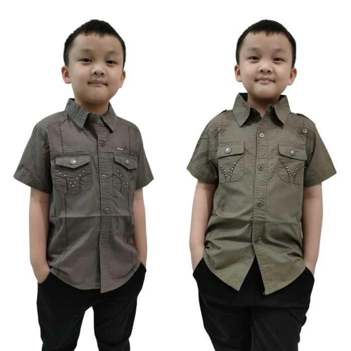 Baju Kemeja Anak Laki-Laki Lengan Pendek Import Umur 6-10 Tahun