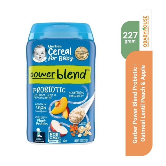 

Akko - Gerber Power Blend Probiotic Oatmeal Lentil Peach & Apple 227 Gr
