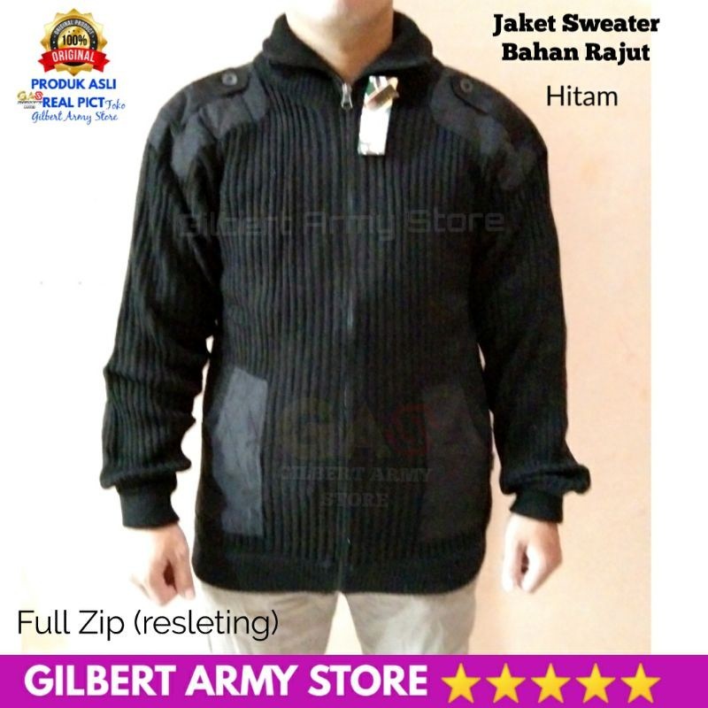 [NMDS COMPANY] PREMIUM CREWNECK GILBERT ARMY STORE Sweater Hitam Polos Pria Rajut Tni Polri Jumbo