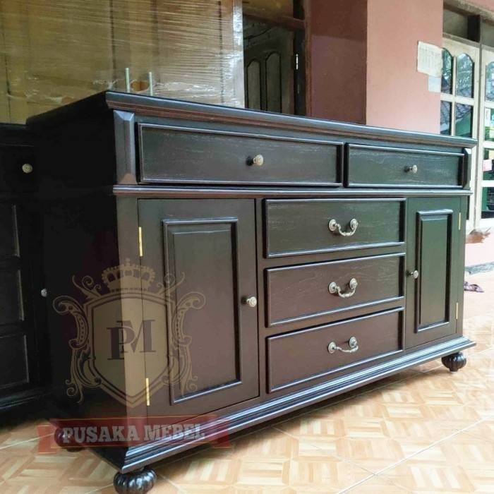 meja bufet antik kayu jati, cabinet buffet antik kayu jati, bufet laci