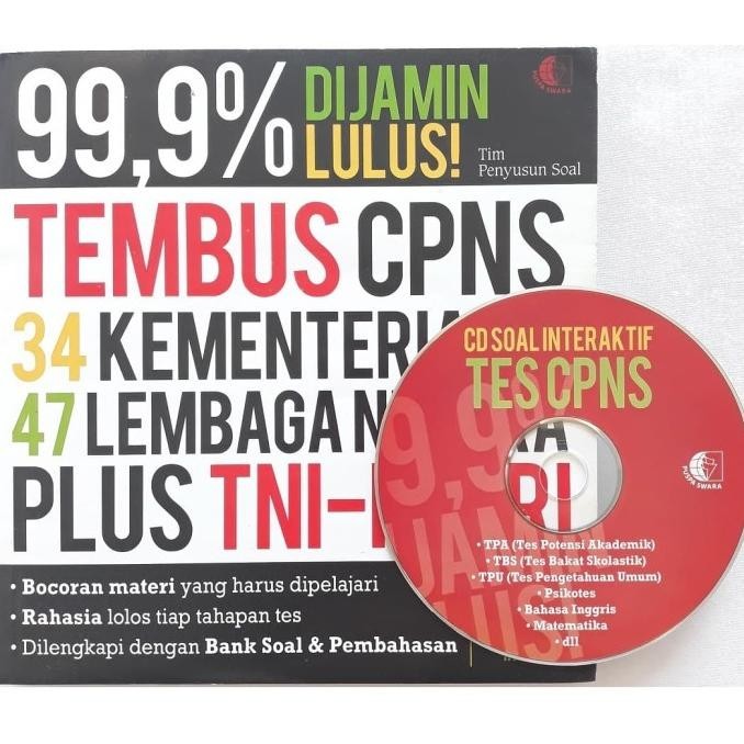 

Buku + CD Soal CPNS KEMENTRIAN LEMBAGA NEGARA TNI POLRI Dijamin Lulus