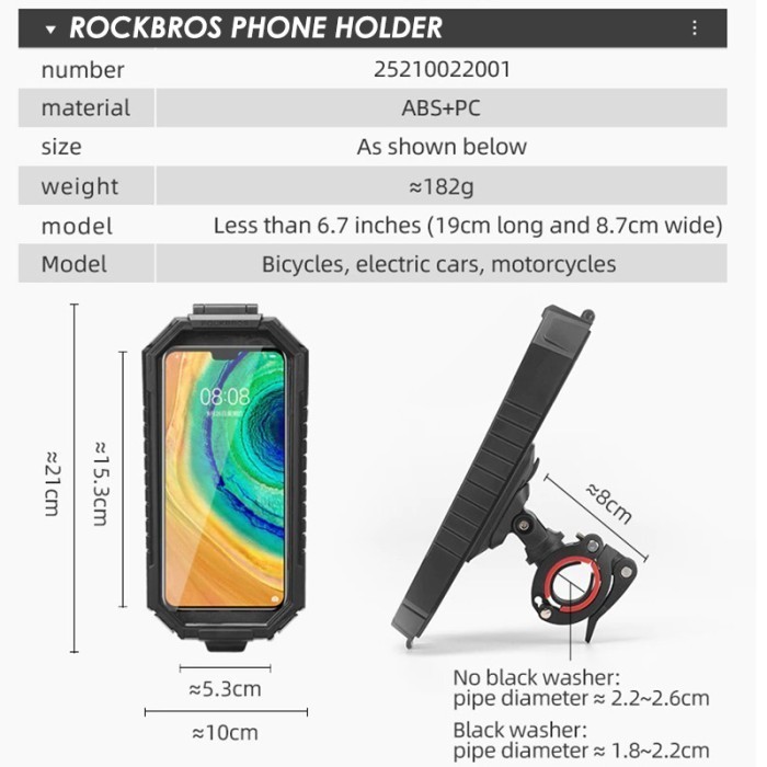 Rockbros Phone Holder Motor Sepeda Waterproof Touchscreen Bag 22001