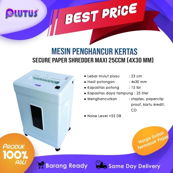 

Secure Maxi 25-CCM Paper Shredder(4x30mm)Mesin Penghancur Kertas 25CCM