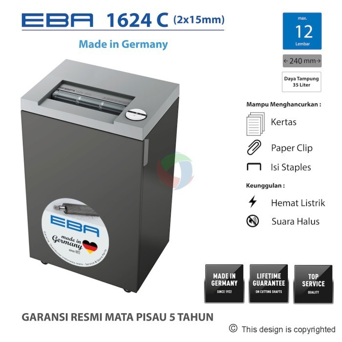 

Mesin Penghancur Kertas EBA 1624 C - Paper Shredder Kuat Berkualitas