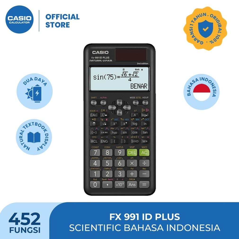 

promooo baru casio kalkulator fx-991idplus -2nd edition- b.indonesia - kalkulator sekolah/kuliah - scientific - 451fungsi