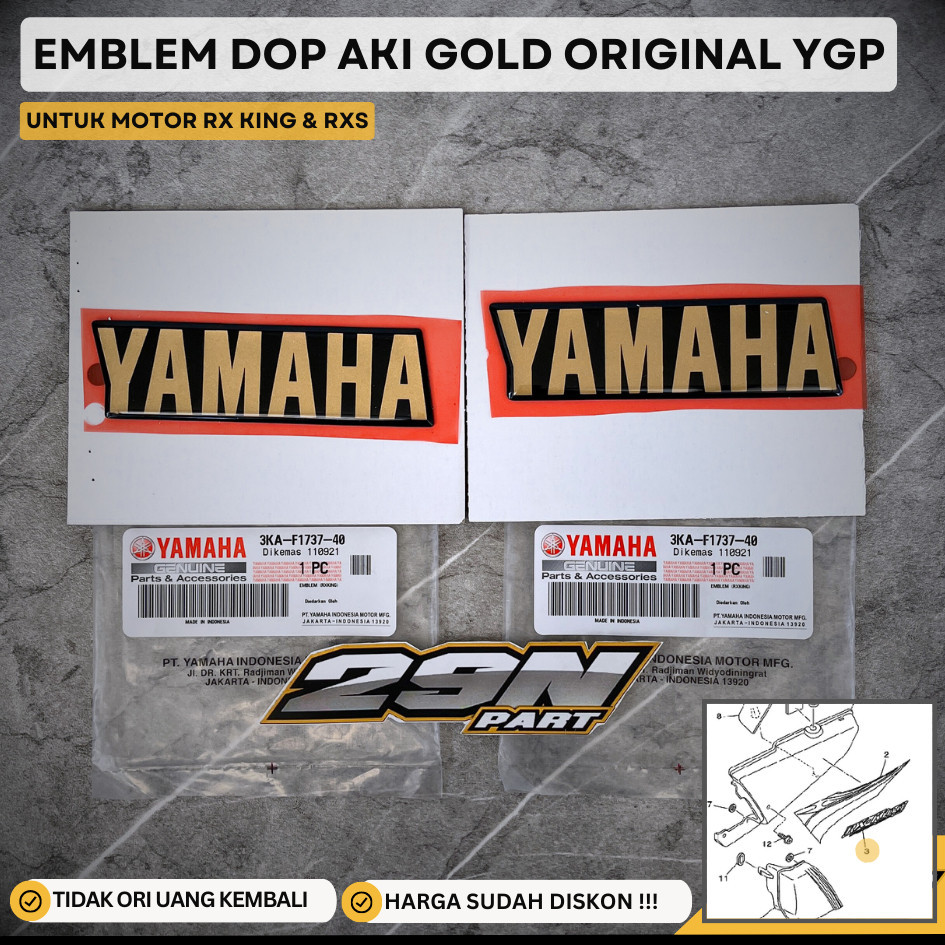 Emblem cover side Dop aki 2002 GOLD RX King ORIGINAL | 3KA-F1737-40