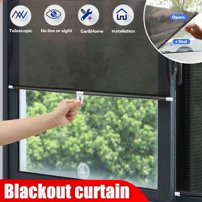 KOZI Tirai Penahan Sinar Matahari Roller Blind Curtain Mobil Jendela