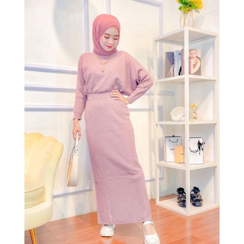 Promo Mega Sale 5.5 // SETELAN BATWING RAJUT / One Set Rajut Batwing / Setelan Rajut Wanita /