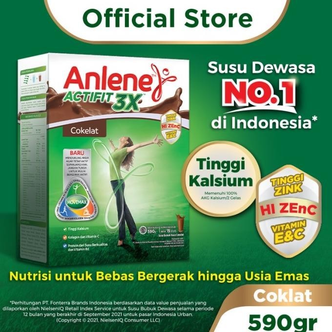 

Anlene Actifit 3X Susu Bubuk Dewasa Cokelat 590g - Tulang & Sendi