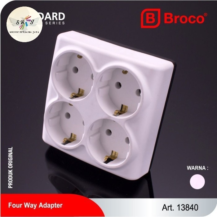 13840 Broco Stop Kontak 4 Lubang + Steker / Steker T 4 Lubang Broco