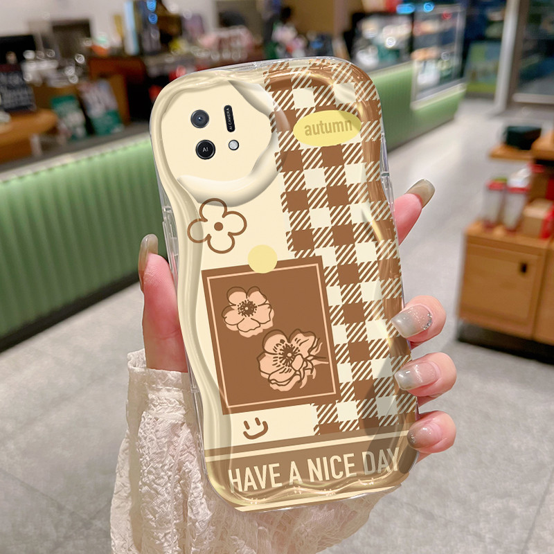 Casing Hp OPPO A16K OPPO A16E Case Kesing Casing penutup lunak trendi HP ponsel pola kotak-kotak Sof