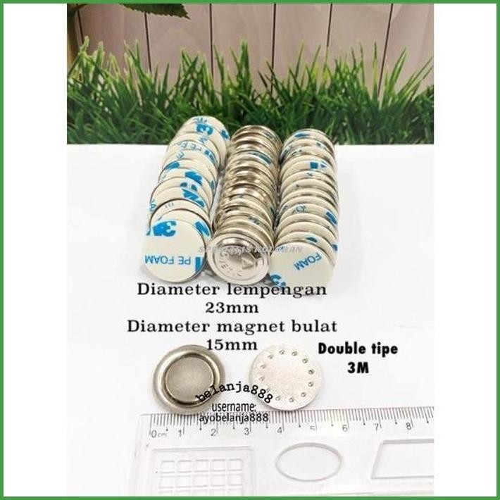 

Magnet bulat caution 23mm double tipe 3M/name tag satuan