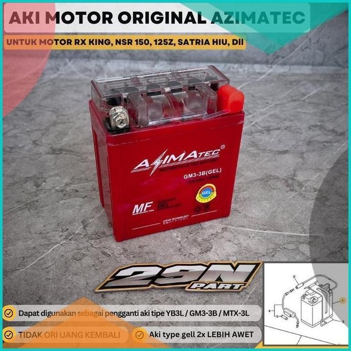 Aki Accu Motor Merk Azimatec GM3-3B Gel Technology Universal RX King 1