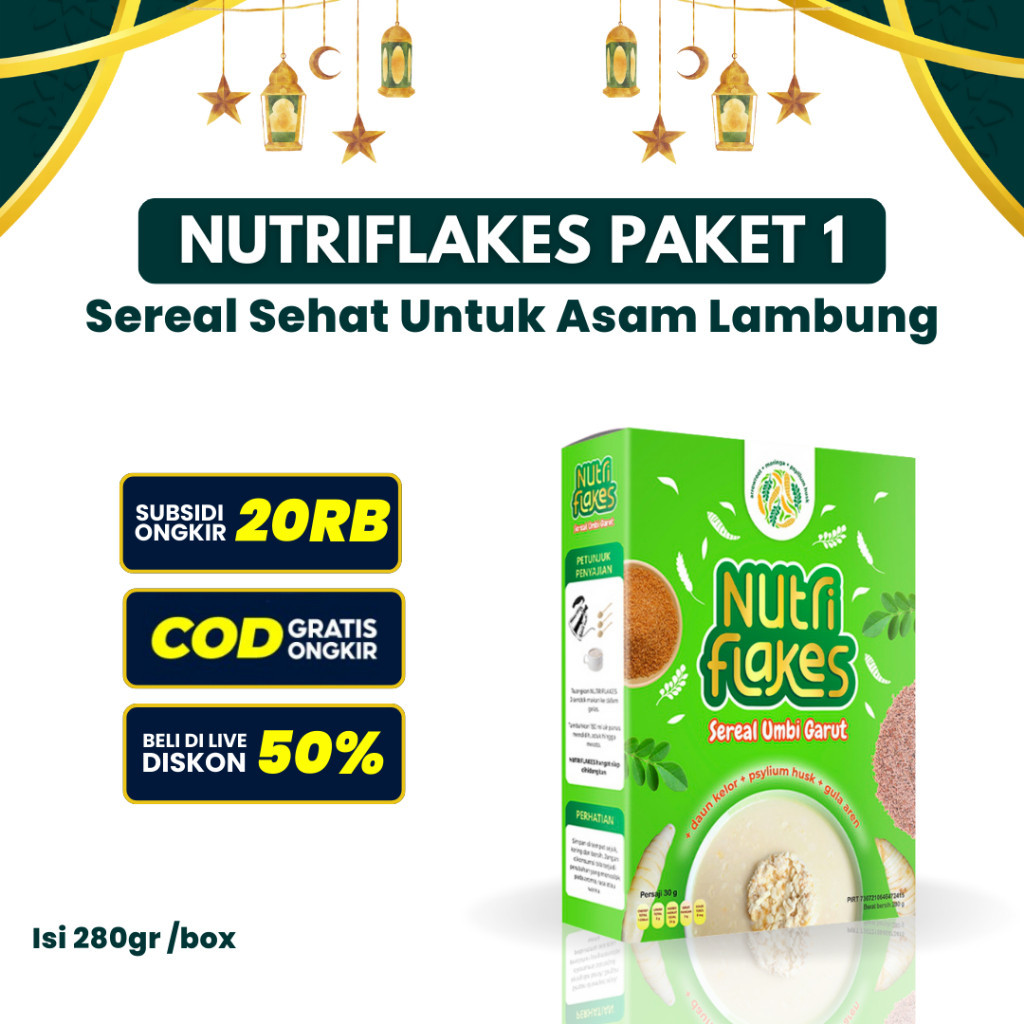 

NUTRIFLAKES 1 Box Original Sereal Sehat Alami Untuk Asam Lambung Isi 280gram Promosi