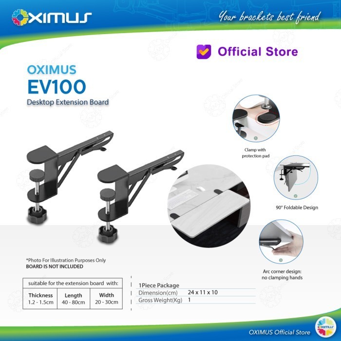 Bracket Desk Extension Board Ekstension Meja Bisa Lipat Oximus EV100