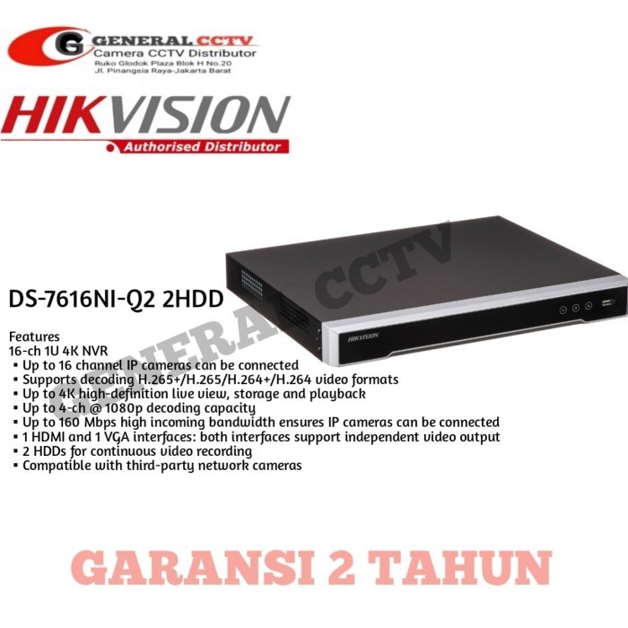 Nvr Hikvision 16 Channel 8 Mp 7616Ni Q2