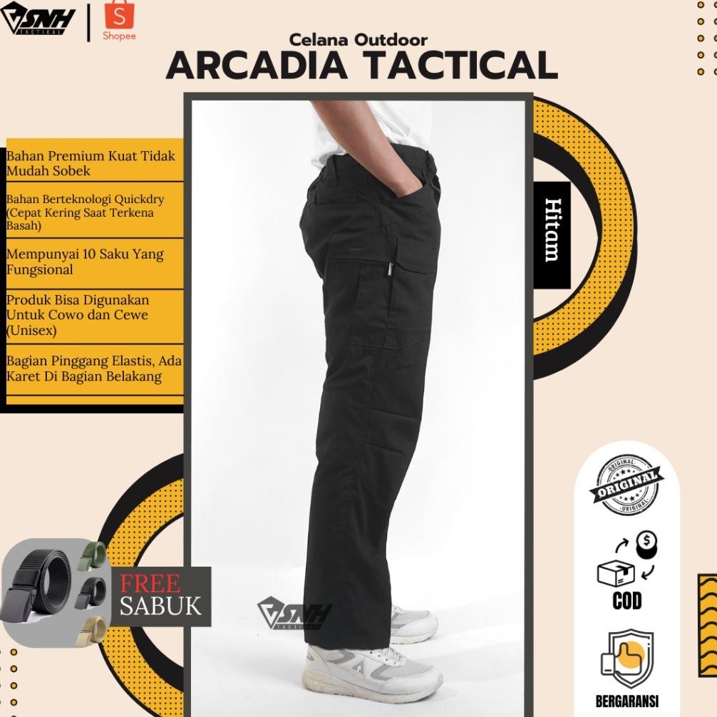 Celana Panjang Tactical Pria Asnh Celana Taktikal Gear Arcadia Outdoor Black