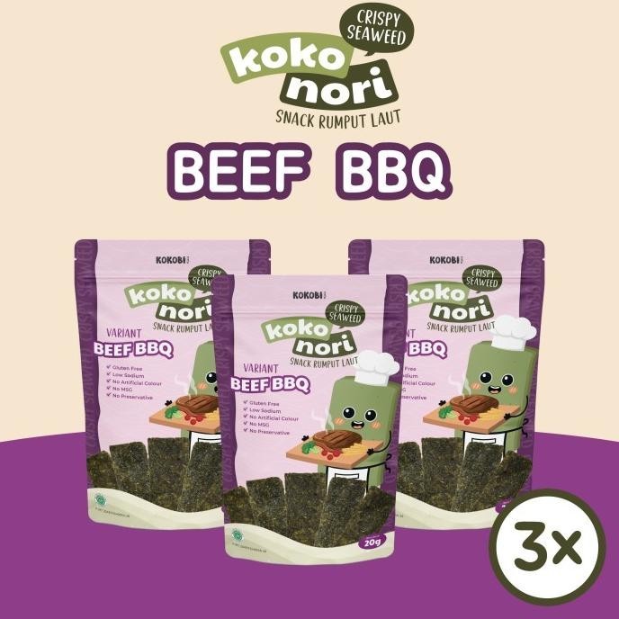 

3pcs Koko Nori Crispy Seaweed - BBQ (Snack Rumput Laut by Kokobi)