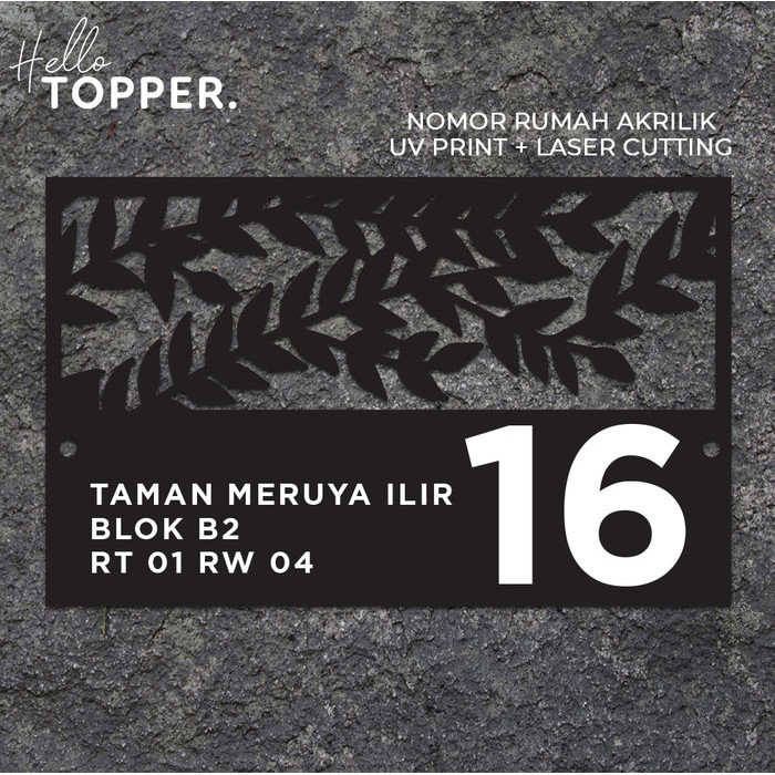 Nomor Rumah Akrilik Eksklusif Pattern Uv + Laser Cut Custom Plat