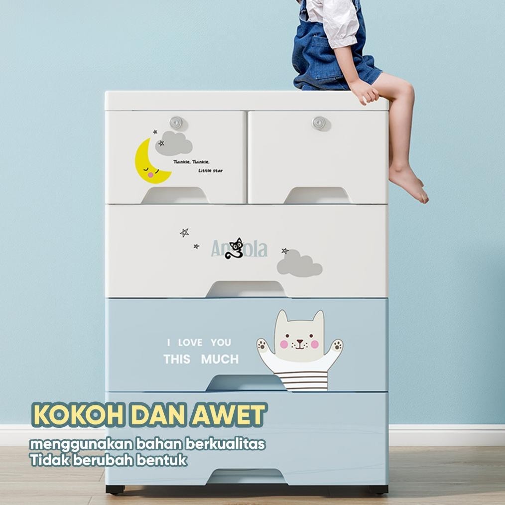 DFG 4/5 Tingkat Tempat Penyimpanan Mainan /Lemari Plastik/Lemari Pakaian Anak /Snack/Baju Serbaguna 