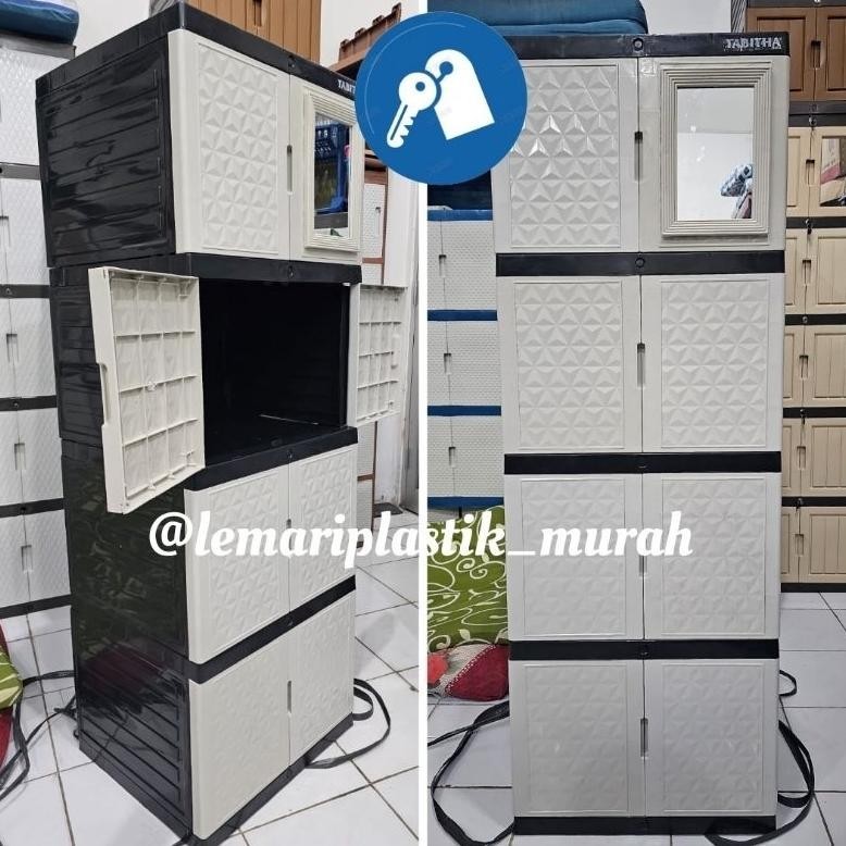 DFG lemari plastik kaca / lemari baju kaca / lemari rak serbaguna kaca TERLARIS