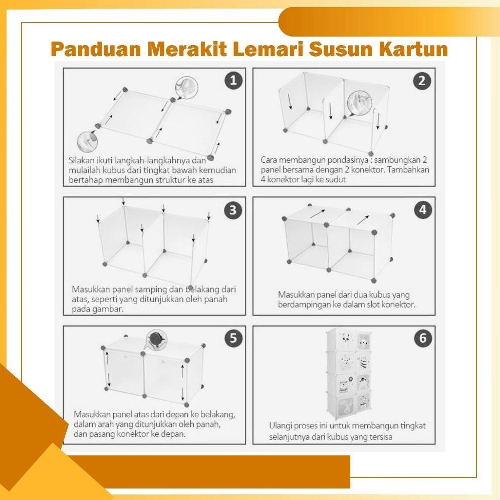 DFG LLB Lemari Pakaian Plastik Susun Lemari Kartun Lemari Anak Lemari Karakter Vertikal 6 Pintu | Le
