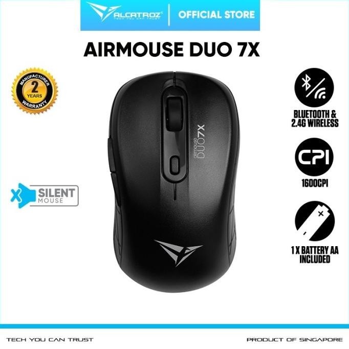 Mouse Alcatroz Airmouse Duo 7X Silent Click Wireless 1600CPI - DUO 7X
