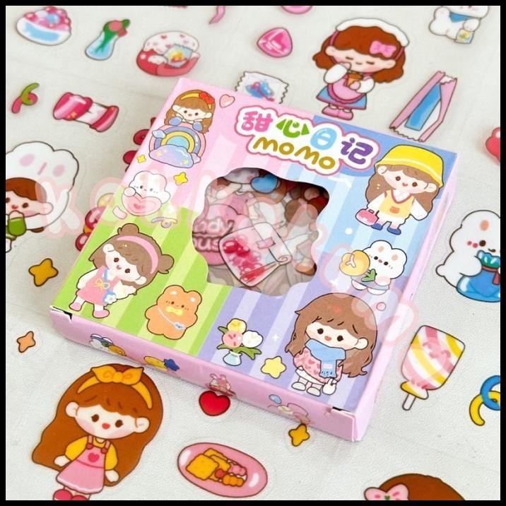 

TERMURAH ( KKM ) MOMO MINI AESTHETIC STICKER BOX SET KARAKTER CEWEK LUCU