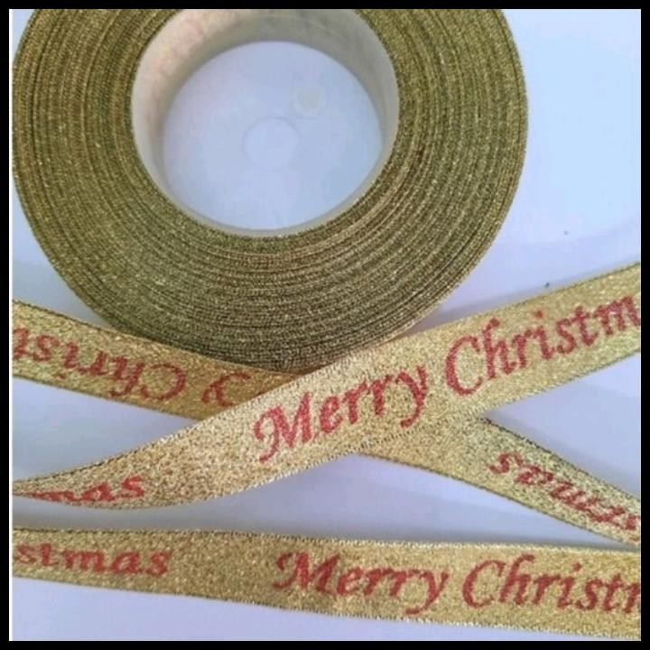 

TERMURAH PITA NATAL /MERRY CHRISTMAS EMAS METALIK 2 CM - ROLL !!!!!