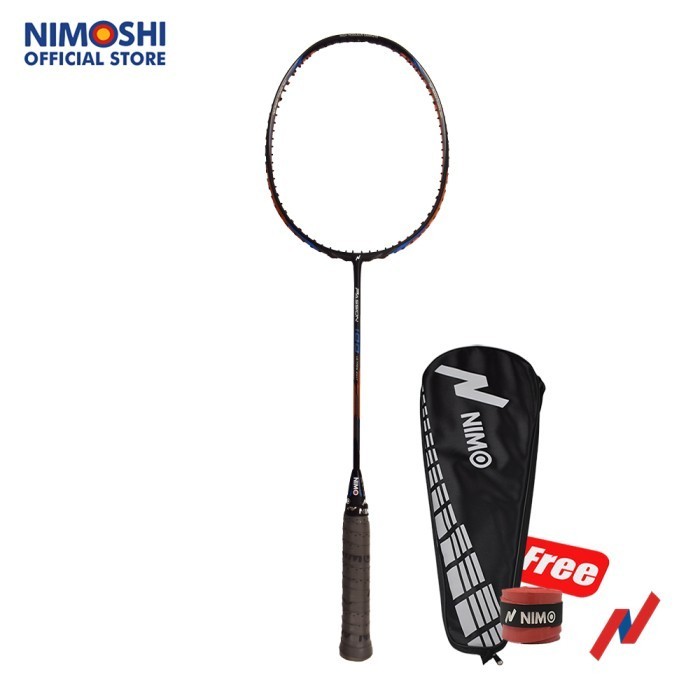 NIMO Raket Badminton PASSION 100 Black Orange + GRATIS Tas Grip
