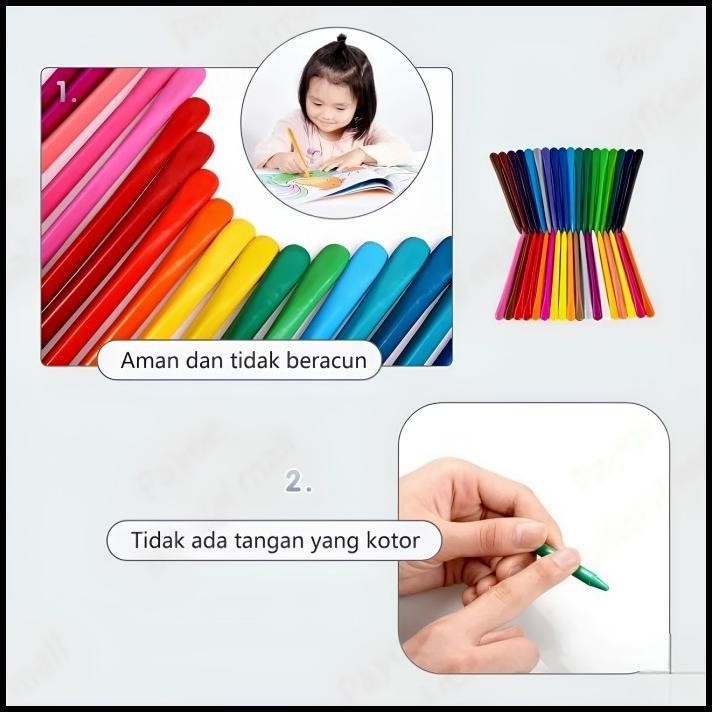 

DISKON [36 WARNA] CRAYON PLASTIK ANTI AIR TIDAK MENGOTORI TANGAN |MAGIC CRAYON LAB PENSIL WARNA !!!!!