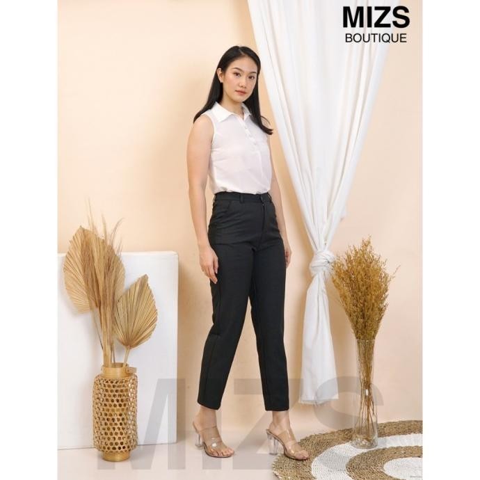 Mizs Celana Bahan Wanita Kerja Pinggang Karet Belakang Celana Kantor Yalilava