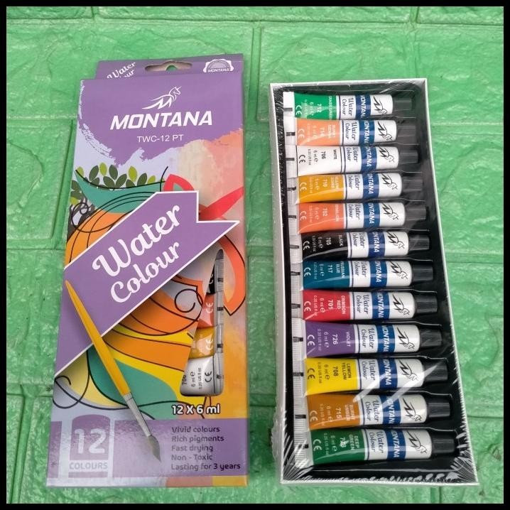 

BEST DEAL 1 PACK CAT AIR 12 WARNA WATER COLOUR 12X6ML CAT SERBAGUNA ATK GROSIR !!!!