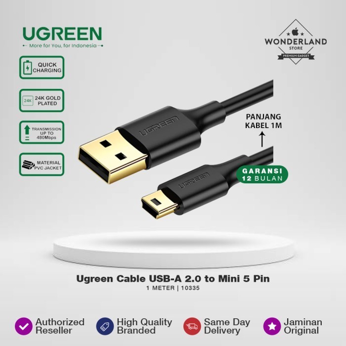 Ugreen Kabel USB-A to Mini Pin 5Pin Hardisk/Kamera/Printer/Audio 10355