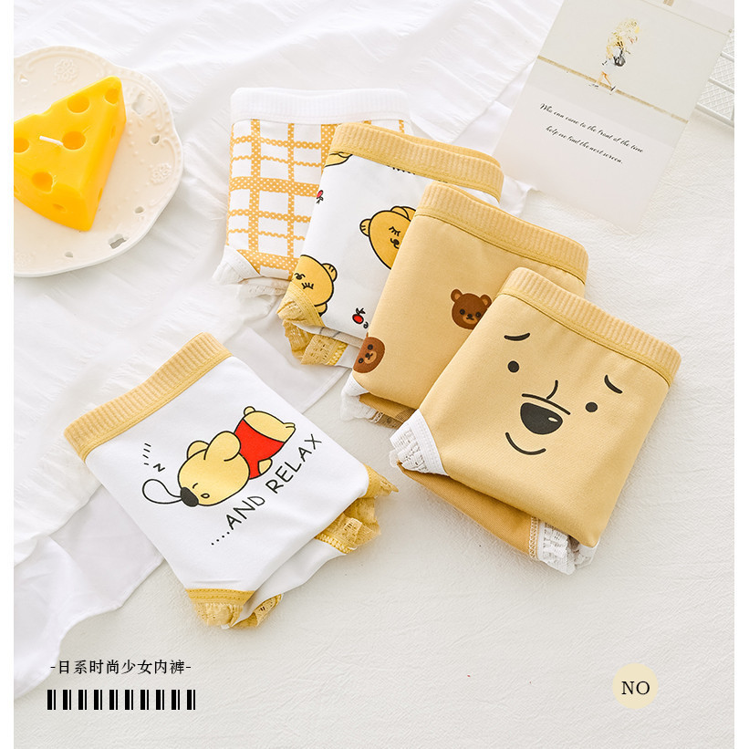 B438 SF CD Celana Dalam Wanita Lucu Imut Motif  Beruang Bahan Katun Halus Lembut Tali Karet Elastis 
