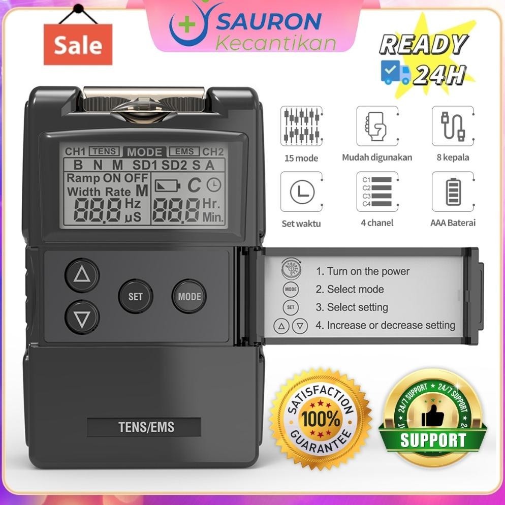 PROMOO GARANSI 1 TAHUN SAURON TENS/EMS CHANNEL ALAT FISIOTERAPI PORTABLE FREKUENSI FISIOTERAPI PERED