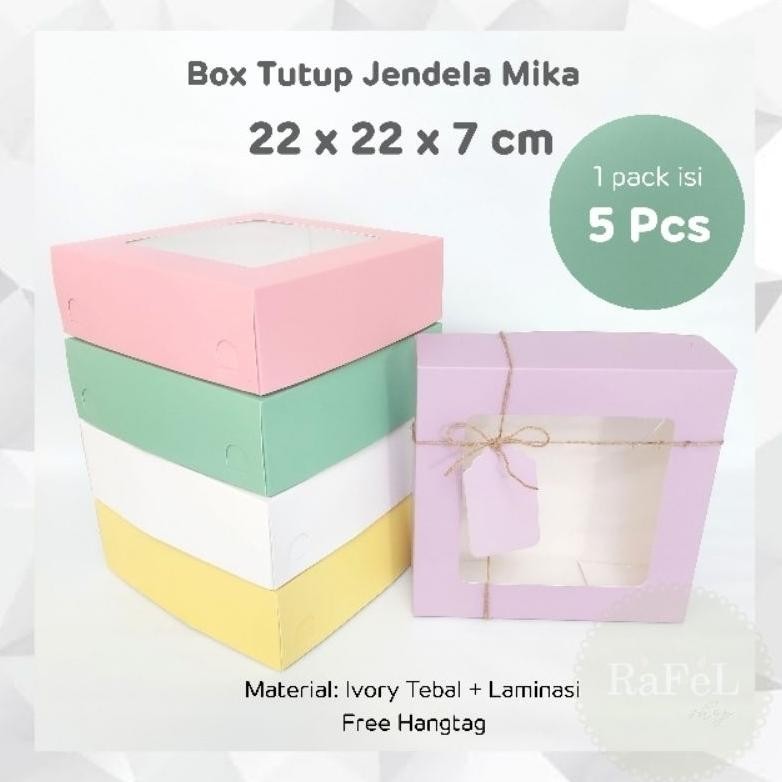 

TERLARIS 5 Pcs Box Kue Dus Cake 22x22x7 Tutup Jendela Mika Box Hampers see-97