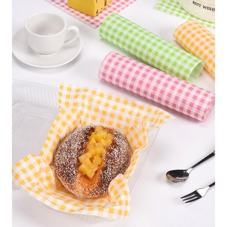 

BISA COD 100Pcs Wax Paper Sandwich Wrapping Paper Kertas Greaseproof Kertas Penggoreng Udara et-12